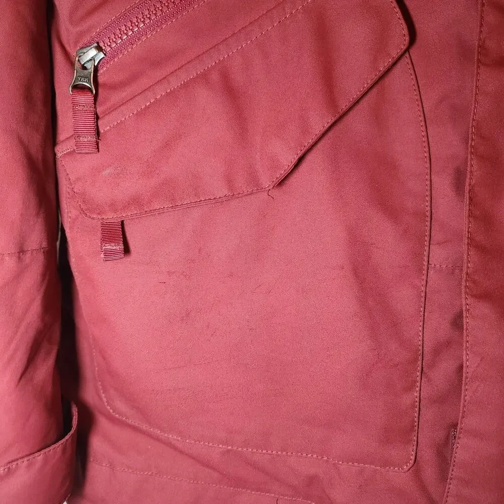 Burton Jacket Womens Med, Burgundy, Fur‎ Trimmed Hood, Pockets, Side Vents